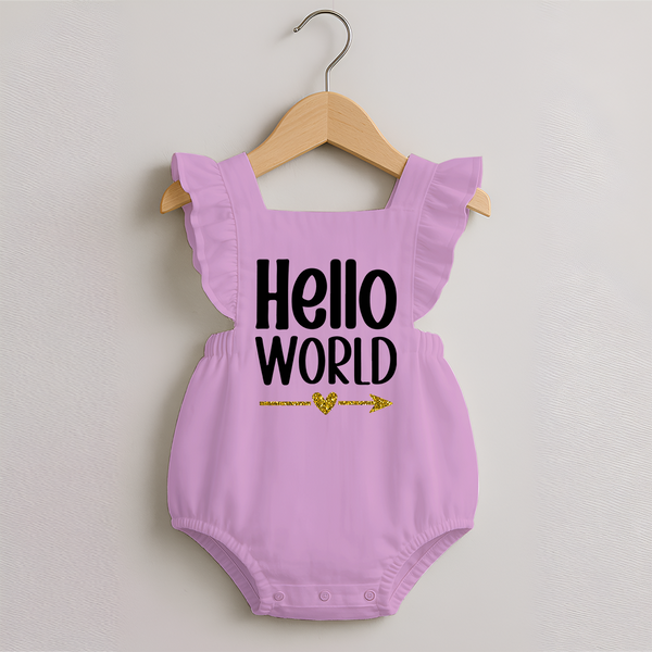 Hello World Romper Frock | Custom Baby Romper Frock for the Newborn - BABY PINK - 0 - 3 Months Old (Chest 19")