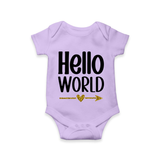 Hello World Romper | Custom Baby Romper for the Newborn - LILAC - New Born (Chest 14")
