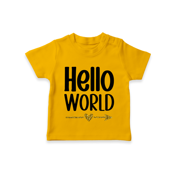 Hello World TShirt | Custom Baby TShirt for the Newborn - CHROME YELLOW - 0-5 Months Old (Chest 17")