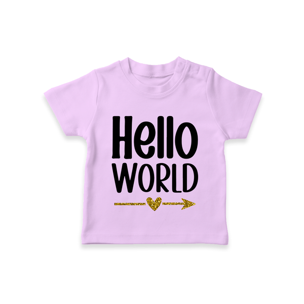 Hello World TShirt | Custom Baby TShirt for the Newborn - LILAC - 0-5 Months Old (Chest 17")