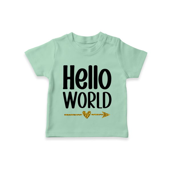 Hello World TShirt | Custom Baby TShirt for the Newborn - MINT GREEN - 0-5 Months Old (Chest 17")