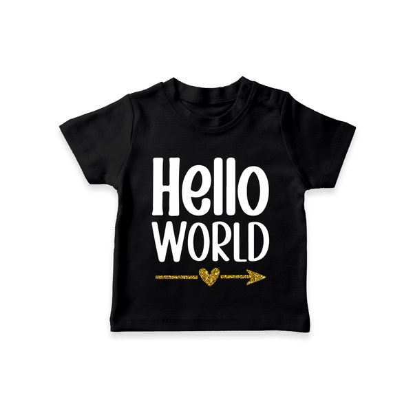 Hello World TShirt | Custom Baby TShirt for the Newborn - BLACK - 0-5 Months Old (Chest 17")