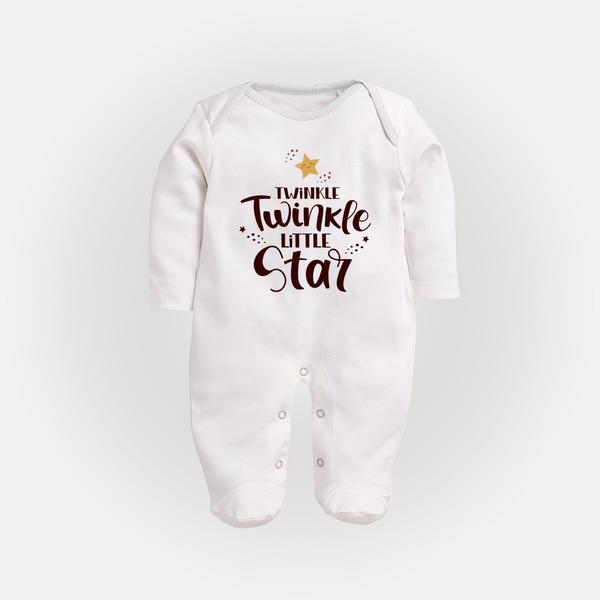 Twinkle Twinkle Little Star Sleep Suit | Personalized Baby Sleep Suit for Your Little Star - WHITE - New Born (Chest 7.5")