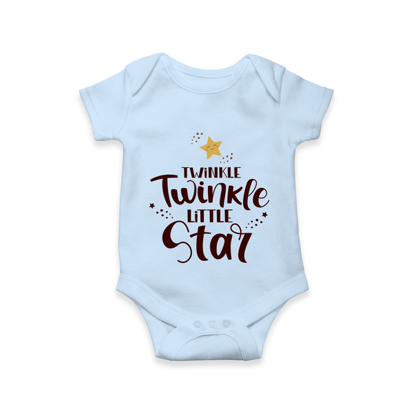 Twinkle Twinkle Little Star Romper | Personalized Baby Romper for Your Little Star - BABY BLUE - New Born (Chest 14")