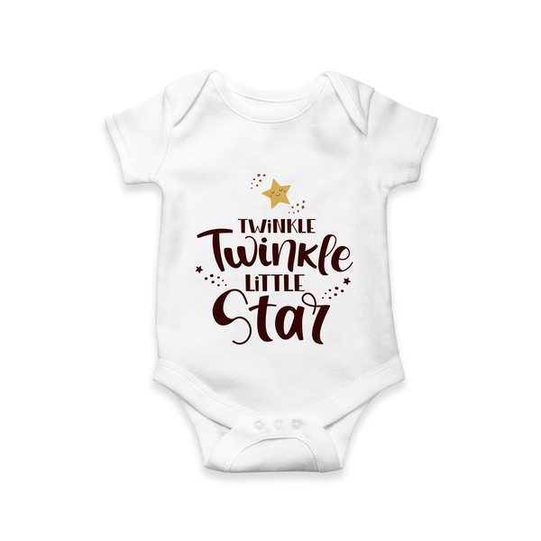 Twinkle Twinkle Little Star Romper | Personalized Baby Romper for Your Little Star - WHITE - New Born (Chest 14")