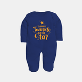 Twinkle Twinkle Little Star Sleep Suit | Personalized Baby Sleep Suit for Your Little Star - NAVY BLUE - New Born (Chest 7.5")