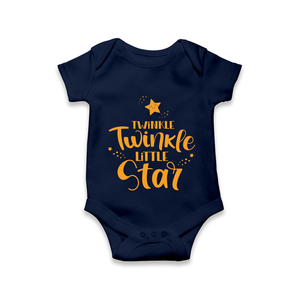 Twinkle Twinkle Little Star Romper | Personalized Baby Romper for Your Little Star - NAVY BLUE - New Born (Chest 14")