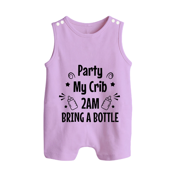 Party My Crib 2AM Bring a Bottle Romper Suit | Custom Baby Romper Suit for Midnight Celebrations - LILAC - 0 - 5 Months Old (Chest 18")