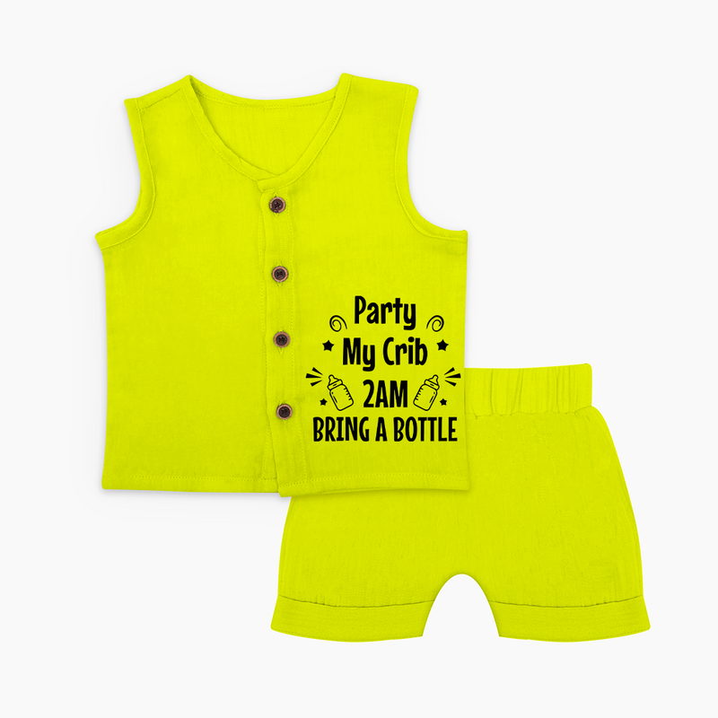 Party My Crib 2AM Bring a Bottle Jabla Set | Custom Baby Jabla Set for Midnight Celebrations - LIME GREEN - 0 - 3 Months Old (Chest 9.8")