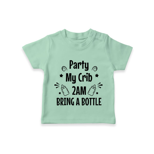 Party My Crib 2AM Bring a Bottle TShirt | Custom Baby TShirt for Midnight Celebrations - MINT GREEN - 0-5 Months Old (Chest 17")