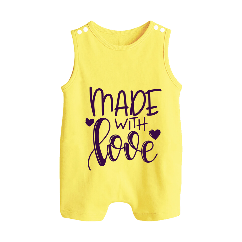 Made With Love Romper Suit | Personalized Baby Romper Suit for Your Little One - PASTEL YELLOW - 0 - 5 Months Old (Chest 18")