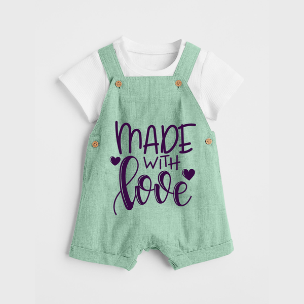 Made With Love Dungaree | Personalized Baby Dungaree for Your Little One - MINT GREEN - 0 - 5 Months Old (Chest 18")