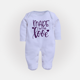 Made With Love Sleep Suit | Personalized Baby Sleep Suit for Your Little One - BABY BLUE - New Born (Chest 7.5")