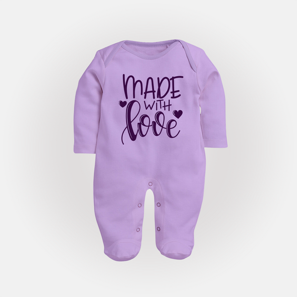 Made With Love Sleep Suit | Personalized Baby Sleep Suit for Your Little One - LILAC - New Born (Chest 7.5")