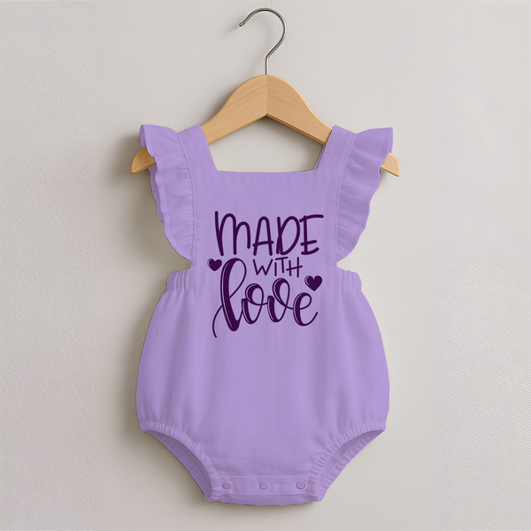 Made With Love Romper Frock | Personalized Baby Romper Frock for Your Little One - LILAC - 0 - 3 Months Old (Chest 19")