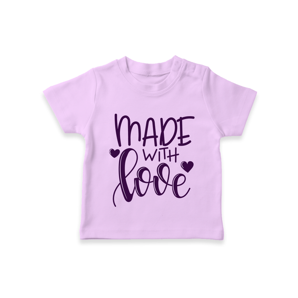 Made With Love TShirt | Personalized Baby TShirt for Your Little One - LILAC - 0-5 Months Old (Chest 17")