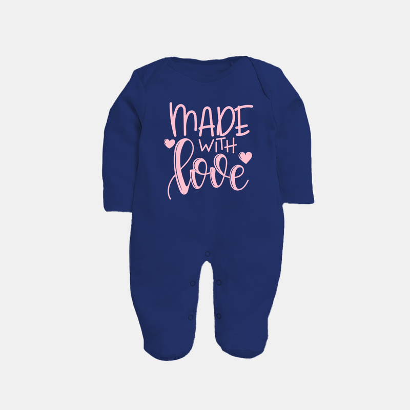 Made With Love Sleep Suit | Personalized Baby Sleep Suit for Your Little One - NAVY BLUE - New Born (Chest 7.5")