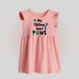 My Siblings Have Paws Baby Frock | Custom BabyFrock for Animal-Loving Families - BABY PINK - 0 - 3 Months Old (Chest 17")