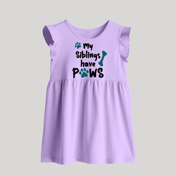 My Siblings Have Paws Baby Frock | Custom BabyFrock for Animal-Loving Families - LILAC - 0 - 3 Months Old (Chest 17")