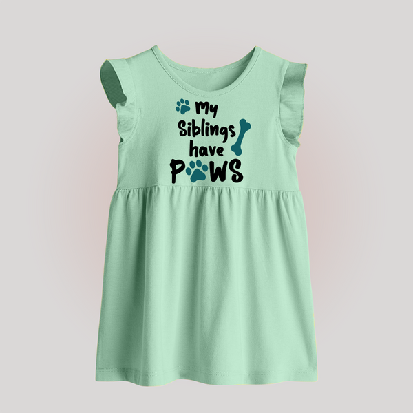 My Siblings Have Paws Baby Frock | Custom BabyFrock for Animal-Loving Families - MINT GREEN - 0 - 3 Months Old (Chest 17")