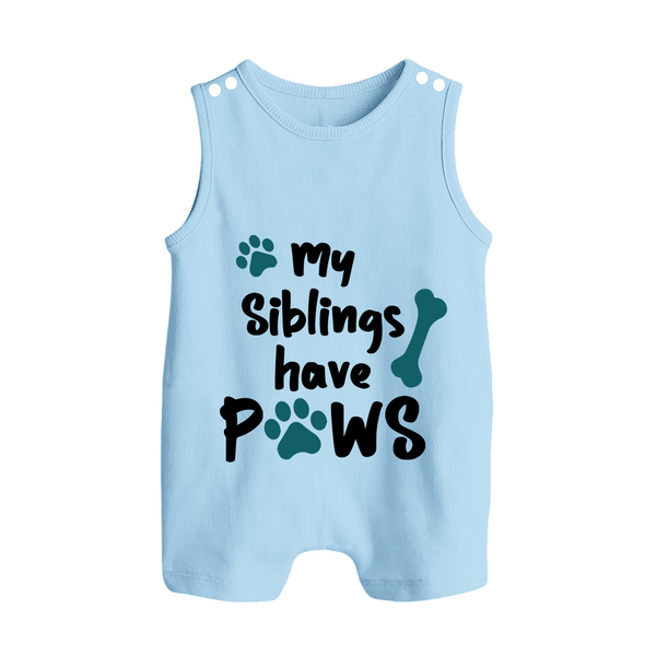 My Siblings Have Paws Romper Suit | Custom Baby Romper Suit for Animal-Loving Families - BABY BLUE - 0 - 5 Months Old (Chest 18")