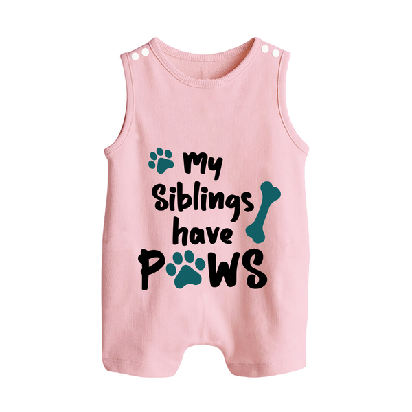 My Siblings Have Paws Romper Suit | Custom Baby Romper Suit for Animal-Loving Families - BABY PINK - 0 - 5 Months Old (Chest 18")