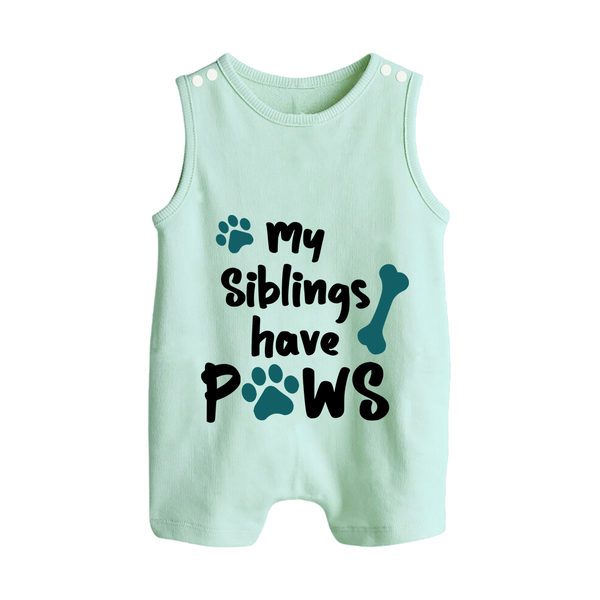 My Siblings Have Paws Romper Suit | Custom Baby Romper Suit for Animal-Loving Families - MINT GREEN - 0 - 5 Months Old (Chest 18")