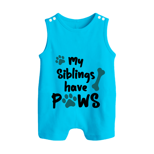 My Siblings Have Paws Romper Suit | Custom Baby Romper Suit for Animal-Loving Families - SKY BLUE - 0 - 5 Months Old (Chest 18")
