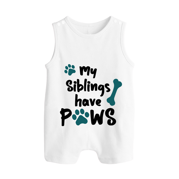 My Siblings Have Paws Romper Suit | Custom Baby Romper Suit for Animal-Loving Families - WHITE - 0 - 5 Months Old (Chest 18")