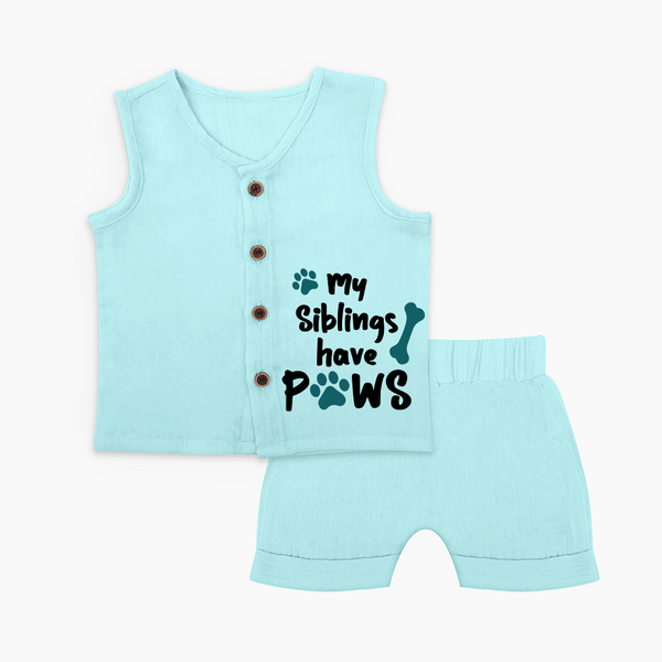 My Siblings Have Paws Jabla Set | Custom Baby Jabla Set for Animal-Loving Families - BABY BLUE - 0 - 3 Months Old (Chest 9.8")