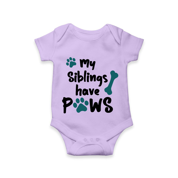 My Siblings Have Paws Romper | Custom Baby Romper for Animal-Loving Families - LILAC - New Born (Chest 14")