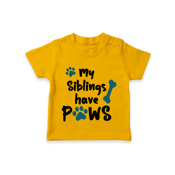 My Siblings Have Paws TShirt | Custom Baby TShirt for Animal-Loving Families - CHROME YELLOW - 0-5 Months Old (Chest 17")
