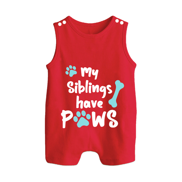 My Siblings Have Paws Romper Suit | Custom Baby Romper Suit for Animal-Loving Families - RED - 0 - 5 Months Old (Chest 18")
