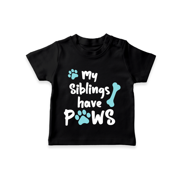 My Siblings Have Paws TShirt | Custom Baby TShirt for Animal-Loving Families - BLACK - 0-5 Months Old (Chest 17")