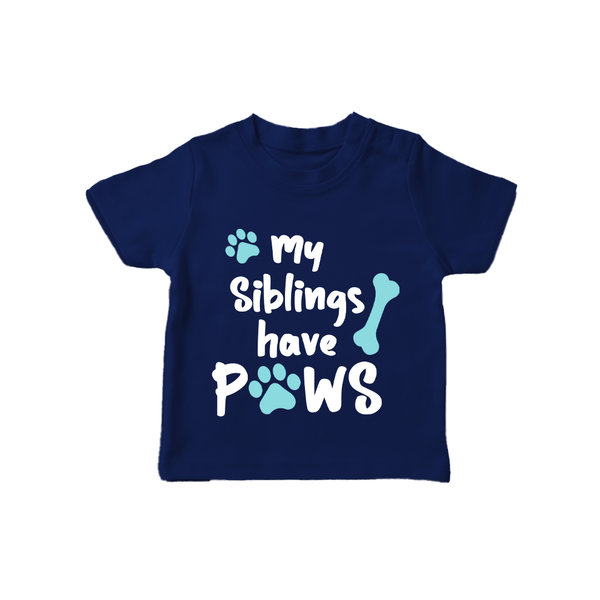 My Siblings Have Paws TShirt | Custom Baby TShirt for Animal-Loving Families - NAVY BLUE - 0-5 Months Old (Chest 17")