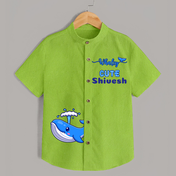 Whaley Cute Shirt | Custom Shirt for Ocean-loving Kids - LIME GREEN - 0 - 6 Months Old (Chest 23")