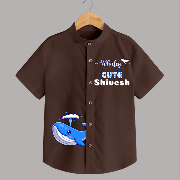 Whaley Cute Shirt | Custom Shirt for Ocean-loving Kids - CHOCOLATE BROWN - 0 - 6 Months Old (Chest 23")