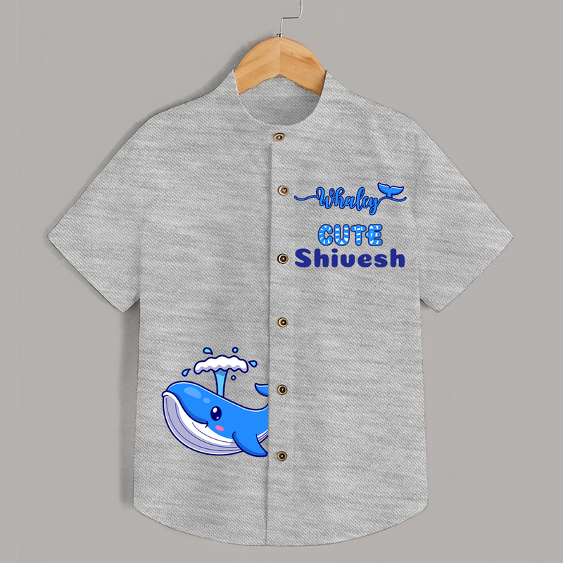Whaley Cute Shirt | Custom Shirt for Ocean-loving Kids - GREY - 0 - 6 Months Old (Chest 23")