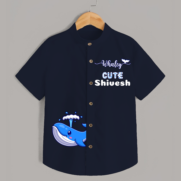 Whaley Cute Shirt | Custom Shirt for Ocean-loving Kids - NAVY BLUE - 0 - 6 Months Old (Chest 23")