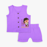 I Am A Super Boy - Cute Jabla Set for Babies - PURPLE - 0 - 3 Months Old (Chest 9.8")