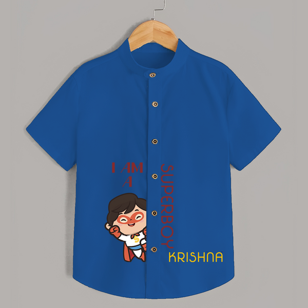I Am A Super Boy Shirt | Personalized Shirt for Little Superheroes - COBALT BLUE - 0 - 6 Months Old (Chest 23")
