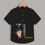 I Am A Super Boy Shirt | Personalized Shirt for Little Superheroes - BLACK - 0 - 6 Months Old (Chest 23")