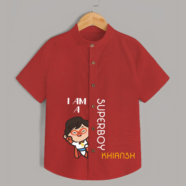 I Am A Super Boy Shirt | Personalized Shirt for Little Superheroes - RED - 0 - 6 Months Old (Chest 23")