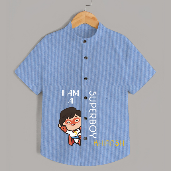I Am A Super Boy Shirt | Personalized Shirt for Little Superheroes - SKY BLUE - 0 - 6 Months Old (Chest 23")