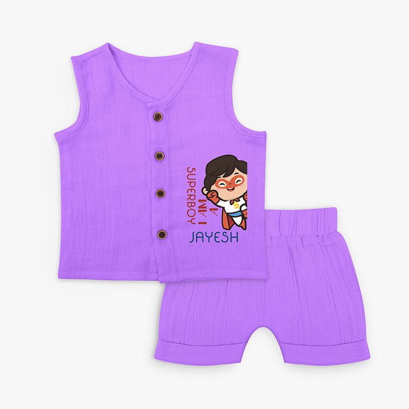 I'm A Superboy - Superboy Adventure Jabla Set For Babies - PURPLE - 0 - 3 Months Old (Chest 9.8")