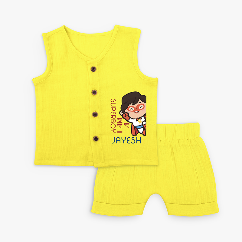 I'm A Superboy - Superboy Adventure Jabla Set For Babies - YELLOW - 0 - 3 Months Old (Chest 9.8")