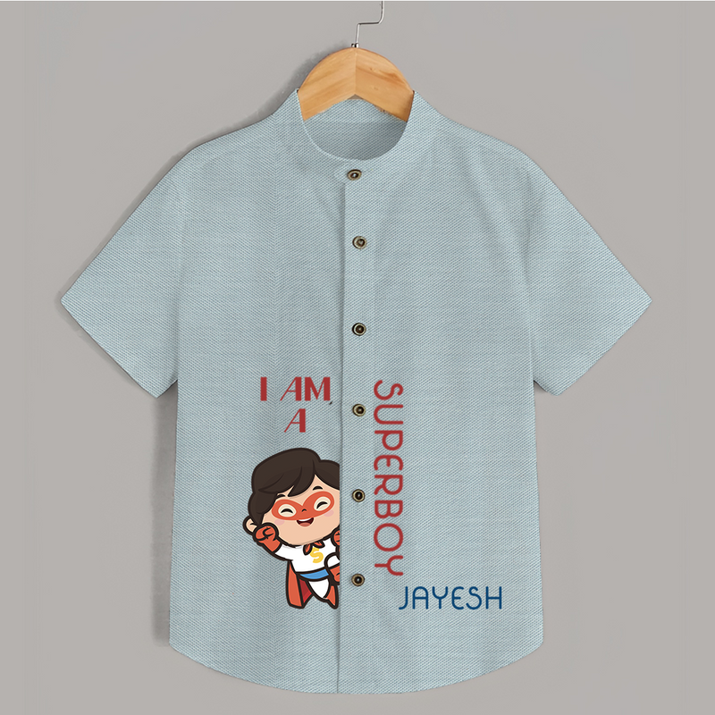 I Am A Super Boy Shirt | Personalized Shirt for Little Superheroes - ARCTIC BLUE - 0 - 6 Months Old (Chest 23")