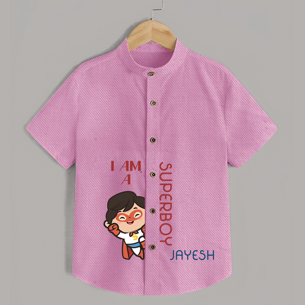 I Am A Super Boy Shirt | Personalized Shirt for Little Superheroes - BABY PINK - 0 - 6 Months Old (Chest 23")
