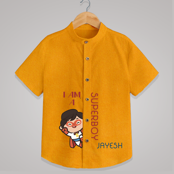 I Am A Super Boy Shirt | Personalized Shirt for Little Superheroes - CHROME YELLOW - 0 - 6 Months Old (Chest 23")