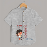 I Am A Super Boy Shirt | Personalized Shirt for Little Superheroes - GREY - 0 - 6 Months Old (Chest 23")